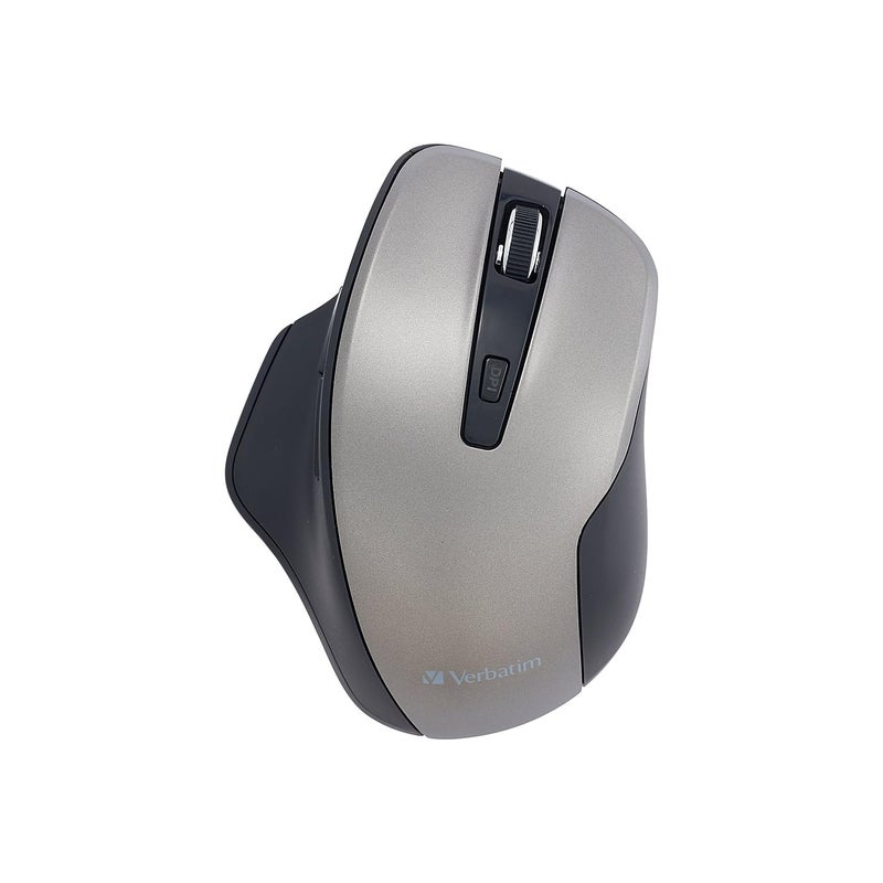 Verbatim 2.4G Wireless Ergonomic LED Silent Mouse - Noiseless and Silent Click Computer Mouse with Nano Receiver for Mac and PC - Graphite - Image 1